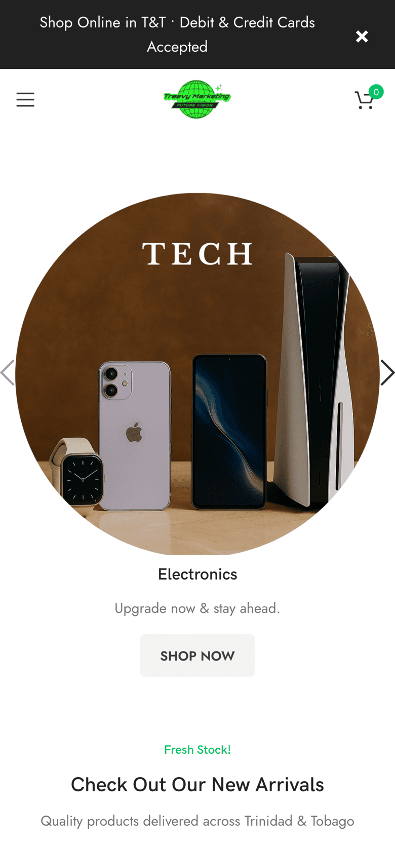 ShopTreevy website on a phone