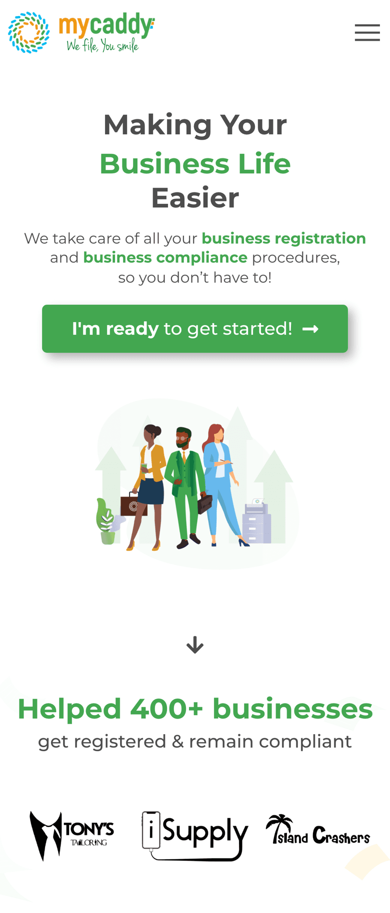 MyCaddy website on a phone